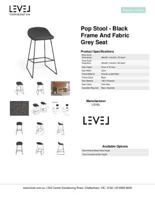 Tear Sheet: Pop Stool - Black Frame and Fabric Grey Seat