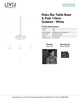Tear Sheet: Roku Bar Table Base & Pole 110cm - Outdoor - White