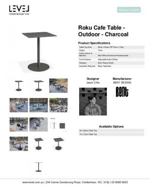 Tear Sheet: Roku Cafe Table - Outdoor - Charcoal