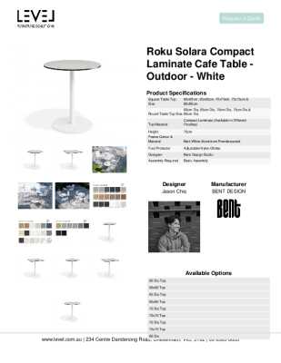 Tear Sheet: Roku Solara Compact Laminate Cafe Table - Outdoor - White