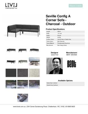 Tear Sheet: Seville Config A Corner Sofa - Charcoal - Outdoor