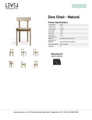 Tear Sheet: Zara Chair - Natural