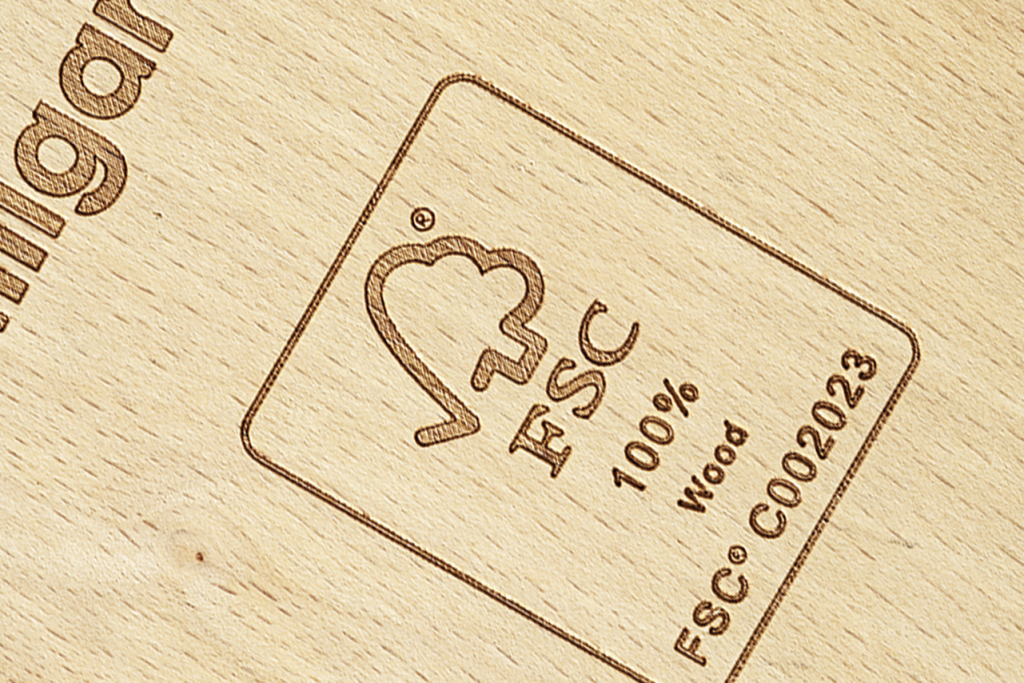FSC logo on wood
