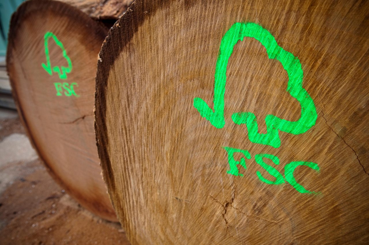 FSC logo on timber"