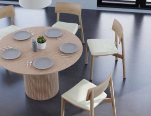 Poppy Round Dining Table 120cm Natural Ash Tabletop - Natural Base