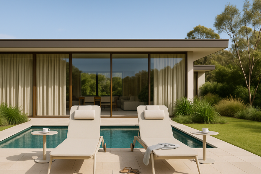 sun lounge near pool