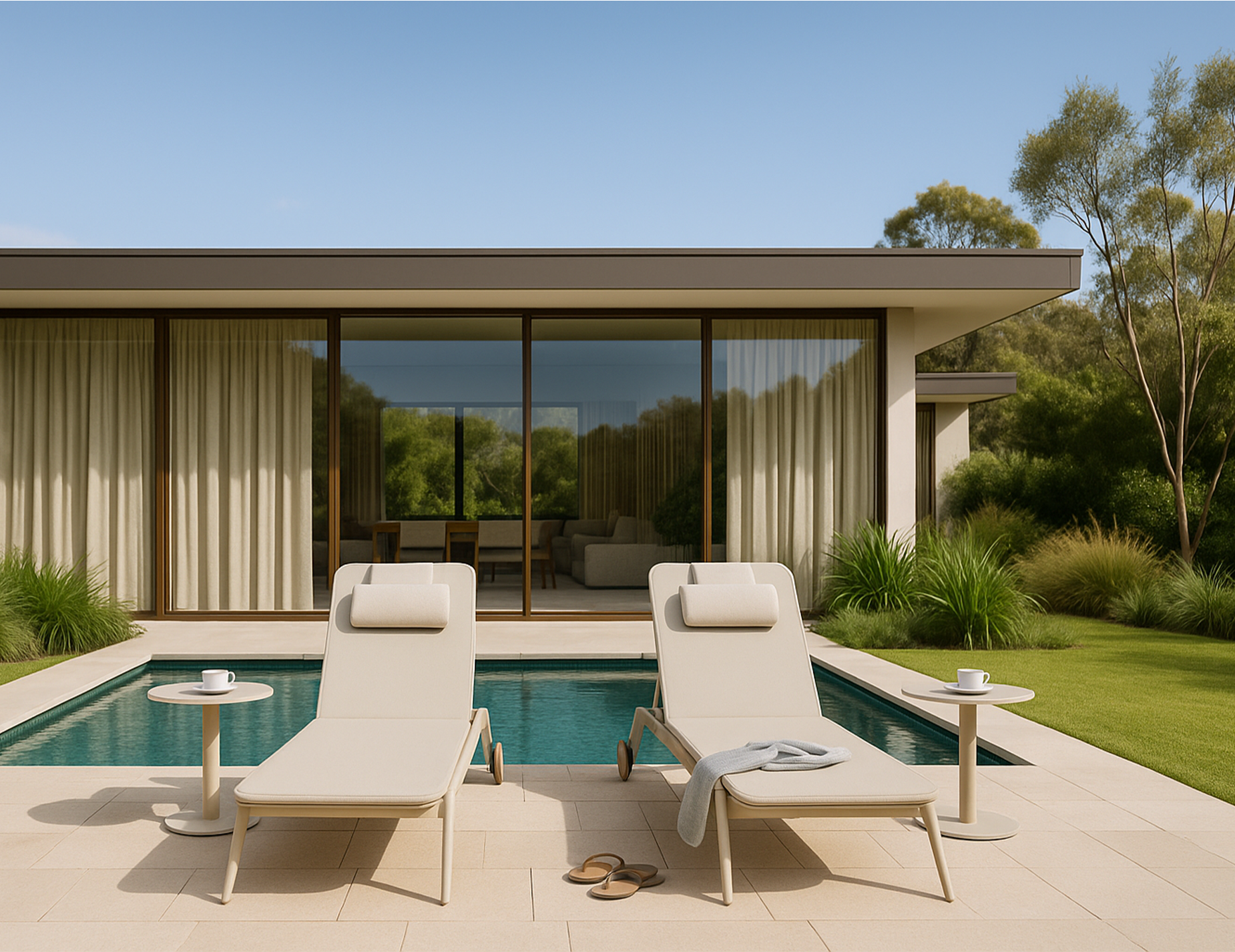 sun lounge near pool