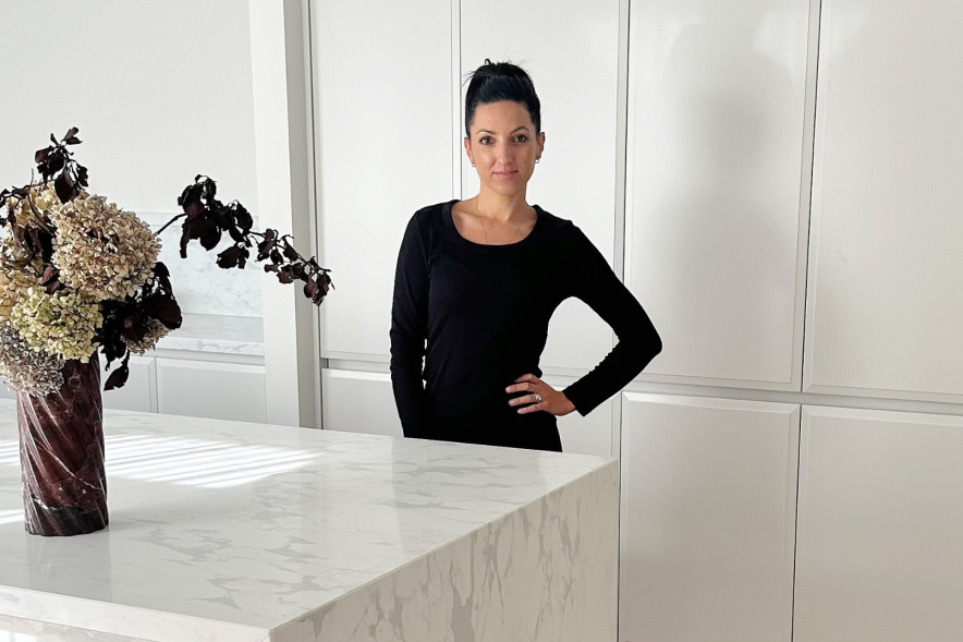 Natalie in her kitchen