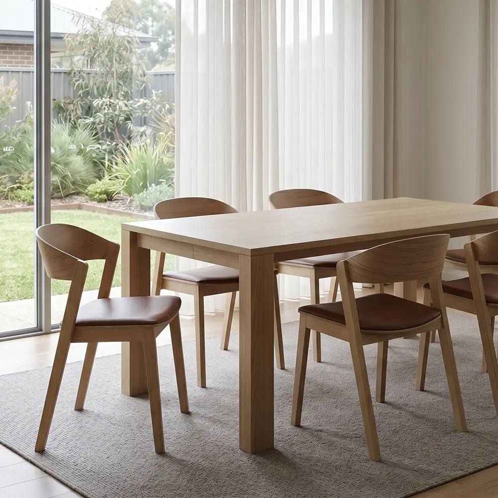 Grayson Dining Chair in Oak with Tan Seat Pad
