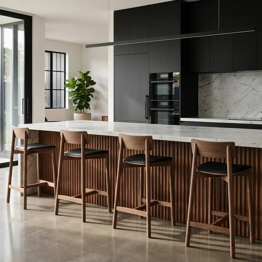Upholstered Walnut Bar Stool Andi