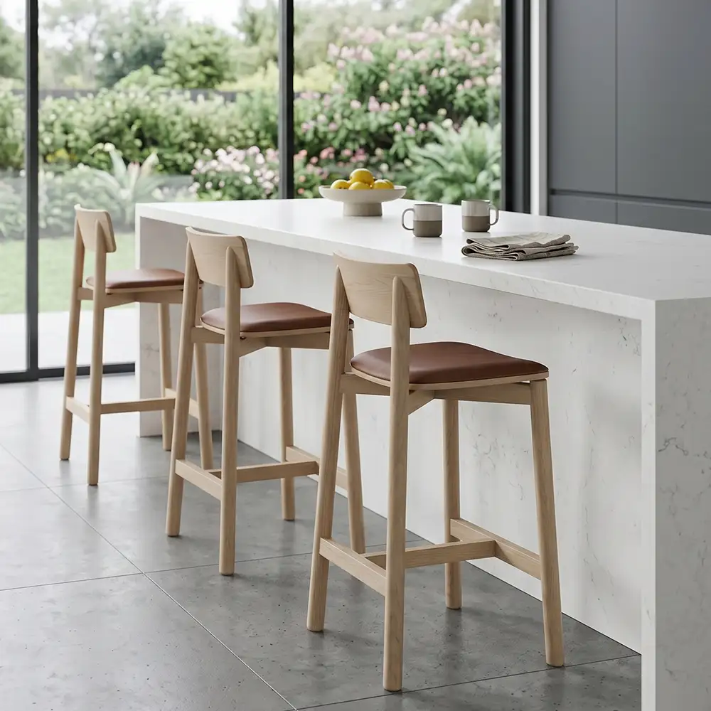 Andi Kitchen Stool with Tan Leather Cushion