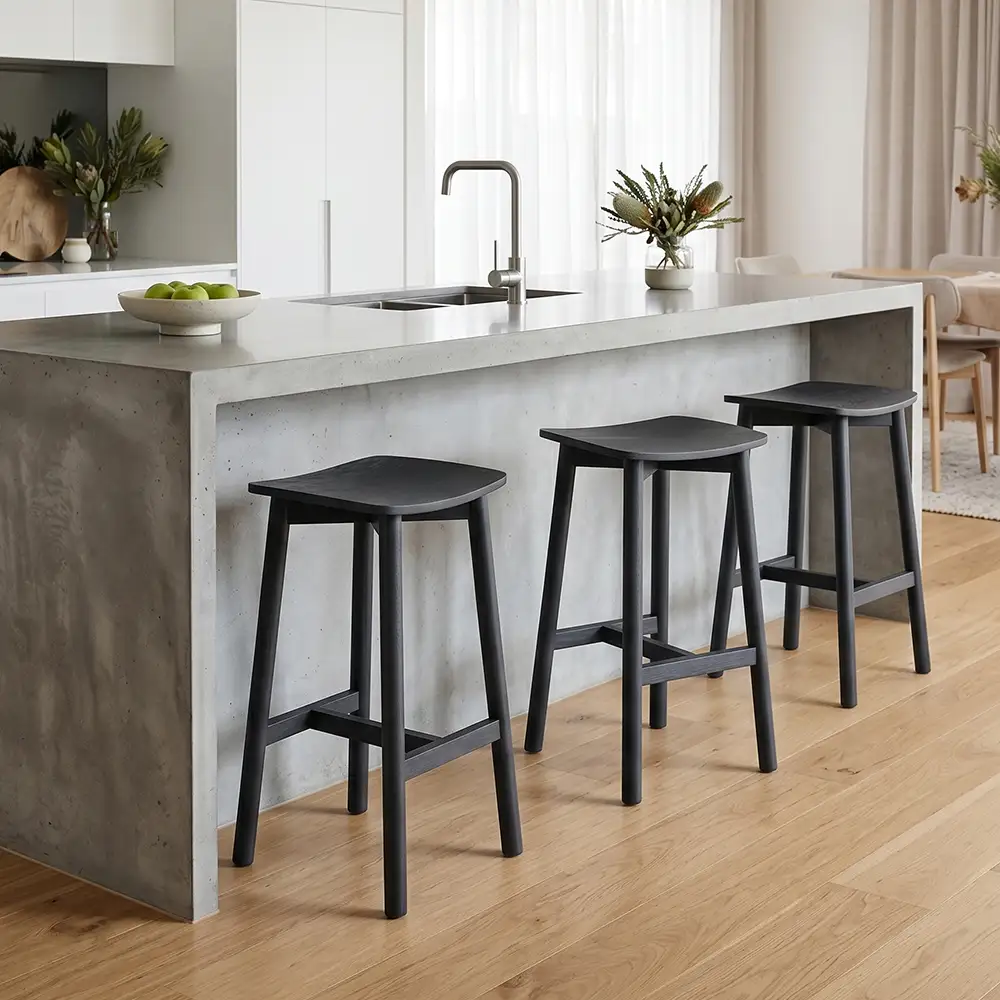 Black Kitchen Stool in a Modern Home