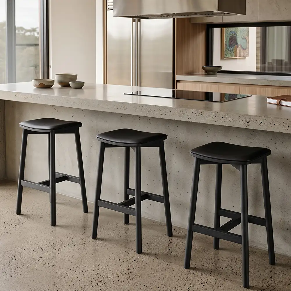 Padded Black Kitchen Counter Stool
