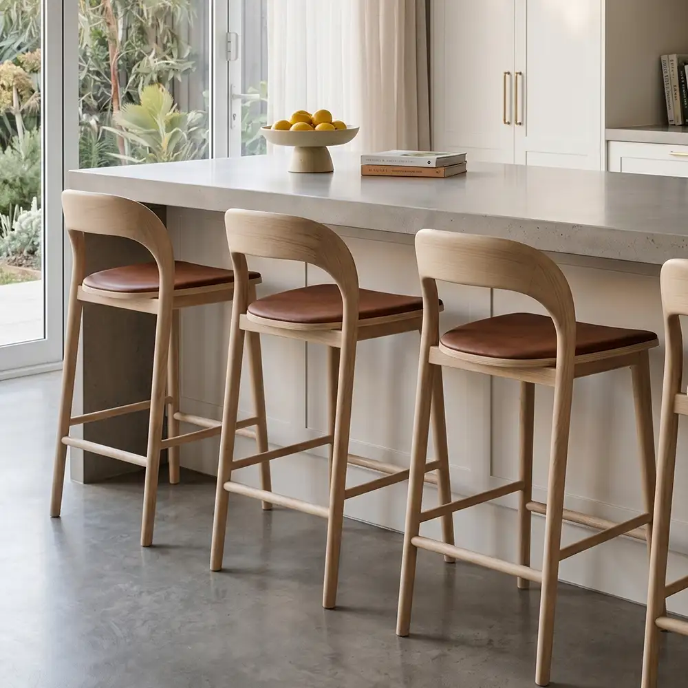 Kitchen Stool with Tan Seat Pad