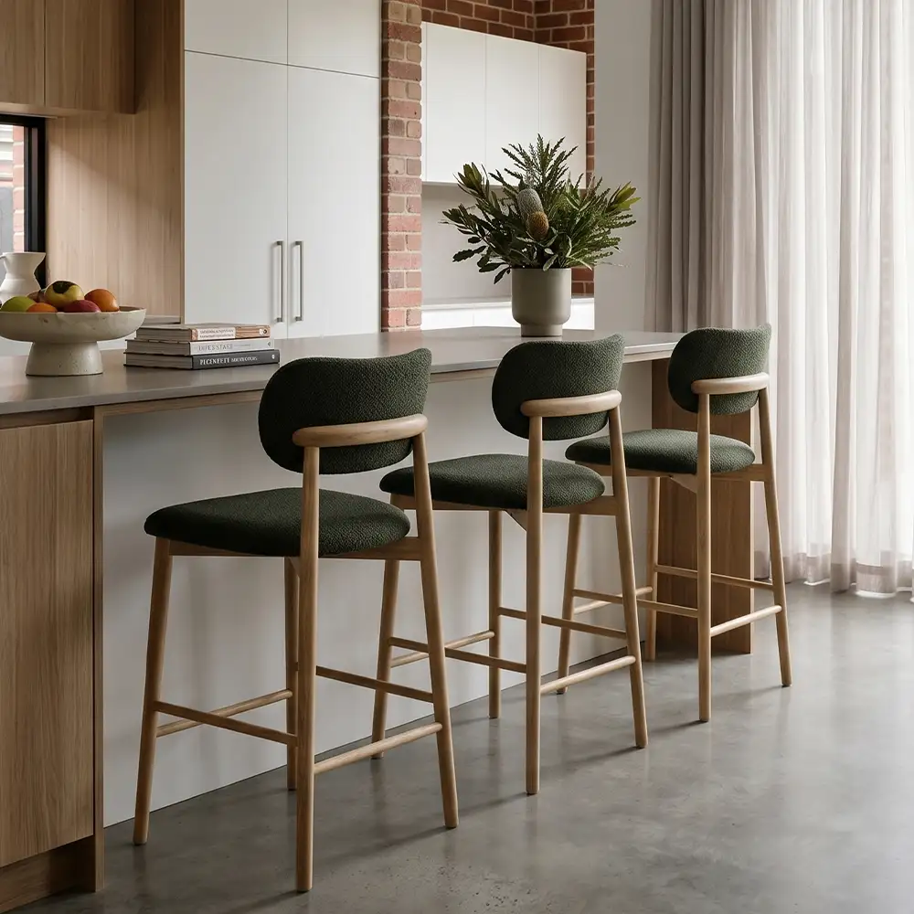 Green Upholstered Counter Stool