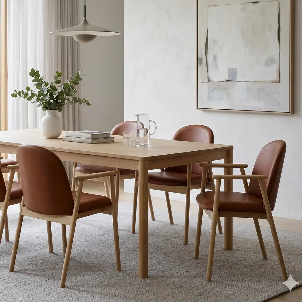 Tan Lina Oak Arm Chair