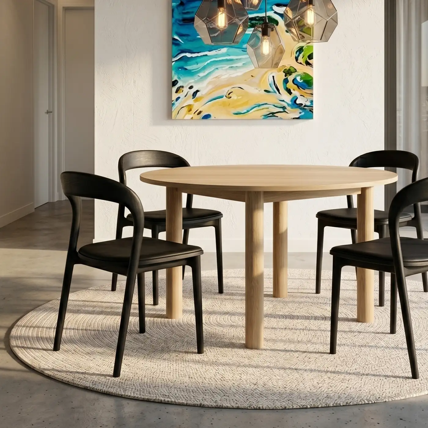 Black Dining Chair with Round Dining Table