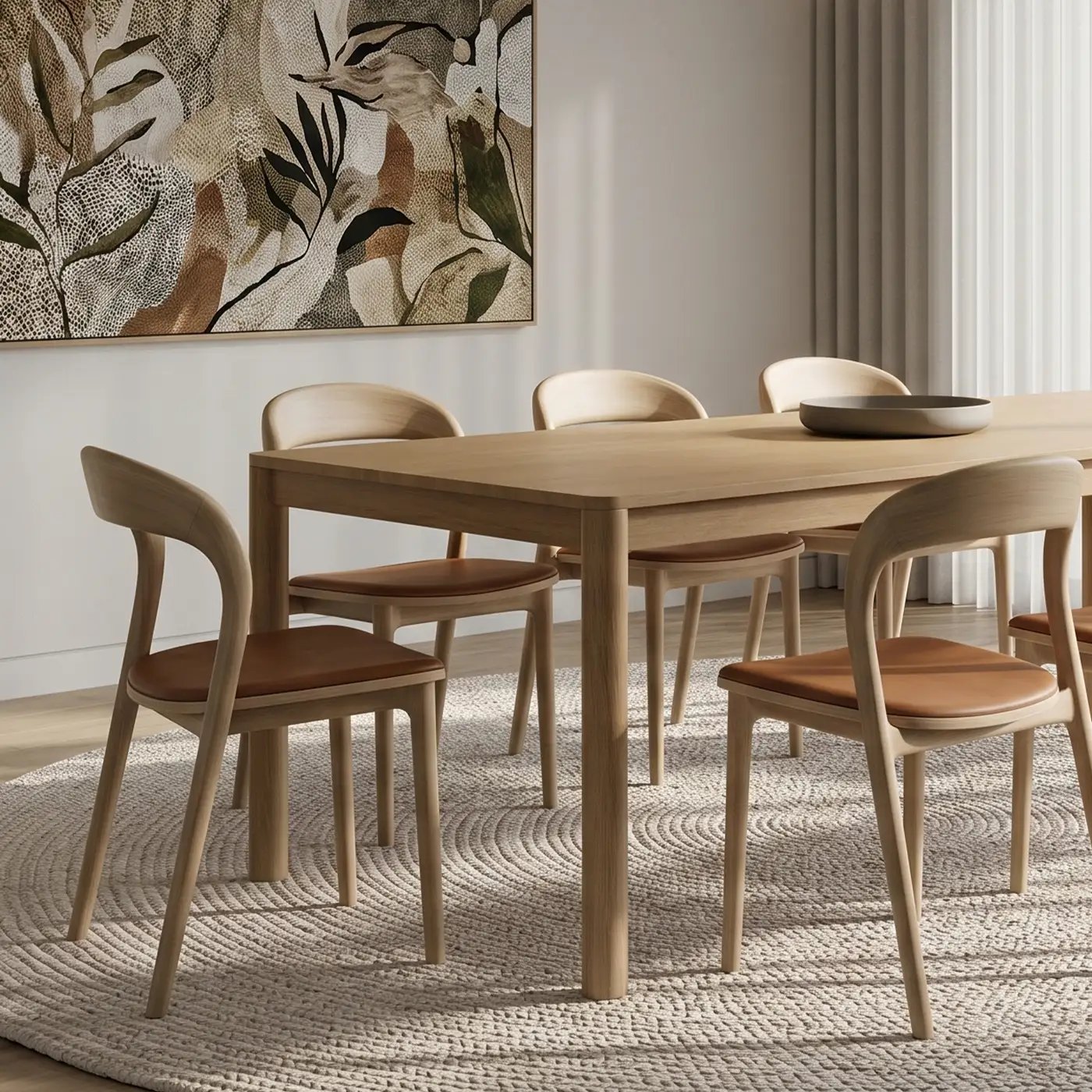 Mia Chair in Natura with Tan Brown Seat Cushion