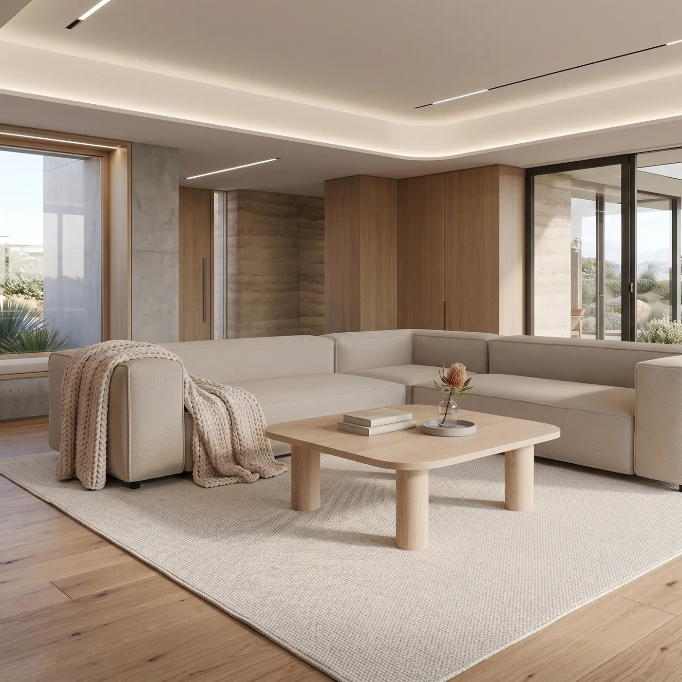 Nolia Beige Boucle Corner Sofa