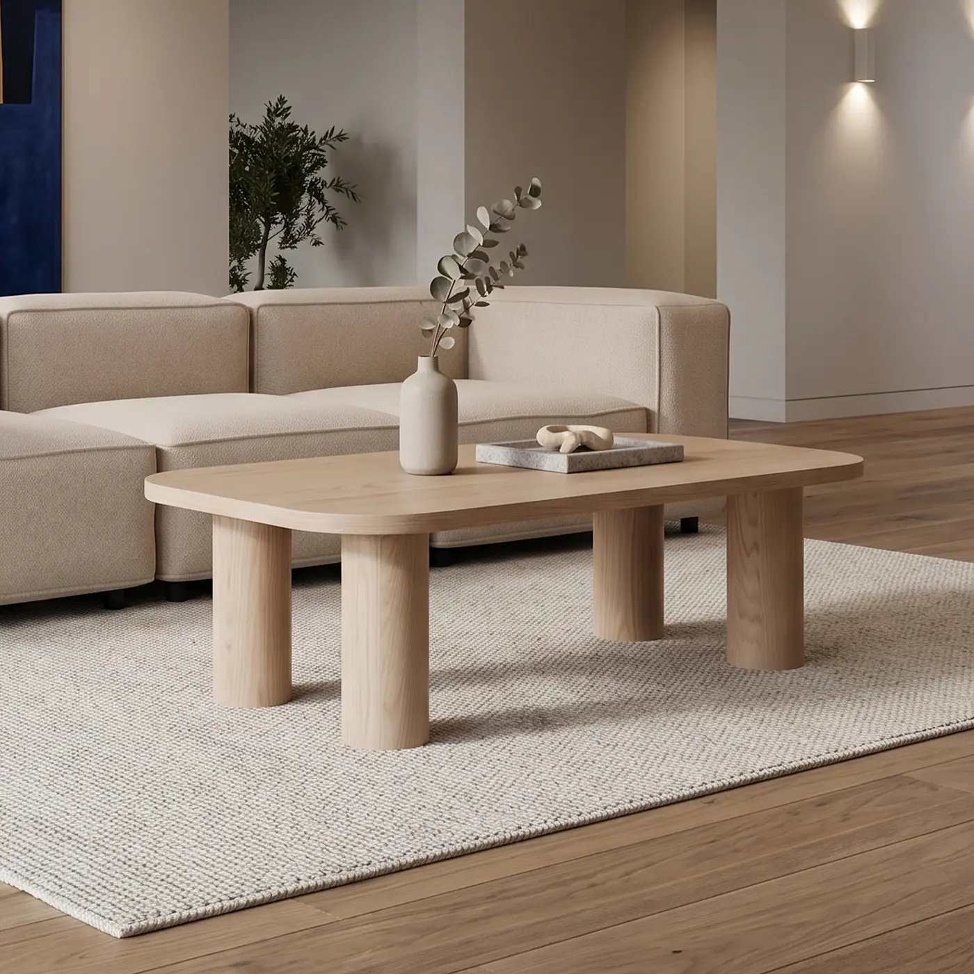 Orbix Natural wood rectangle coffee table