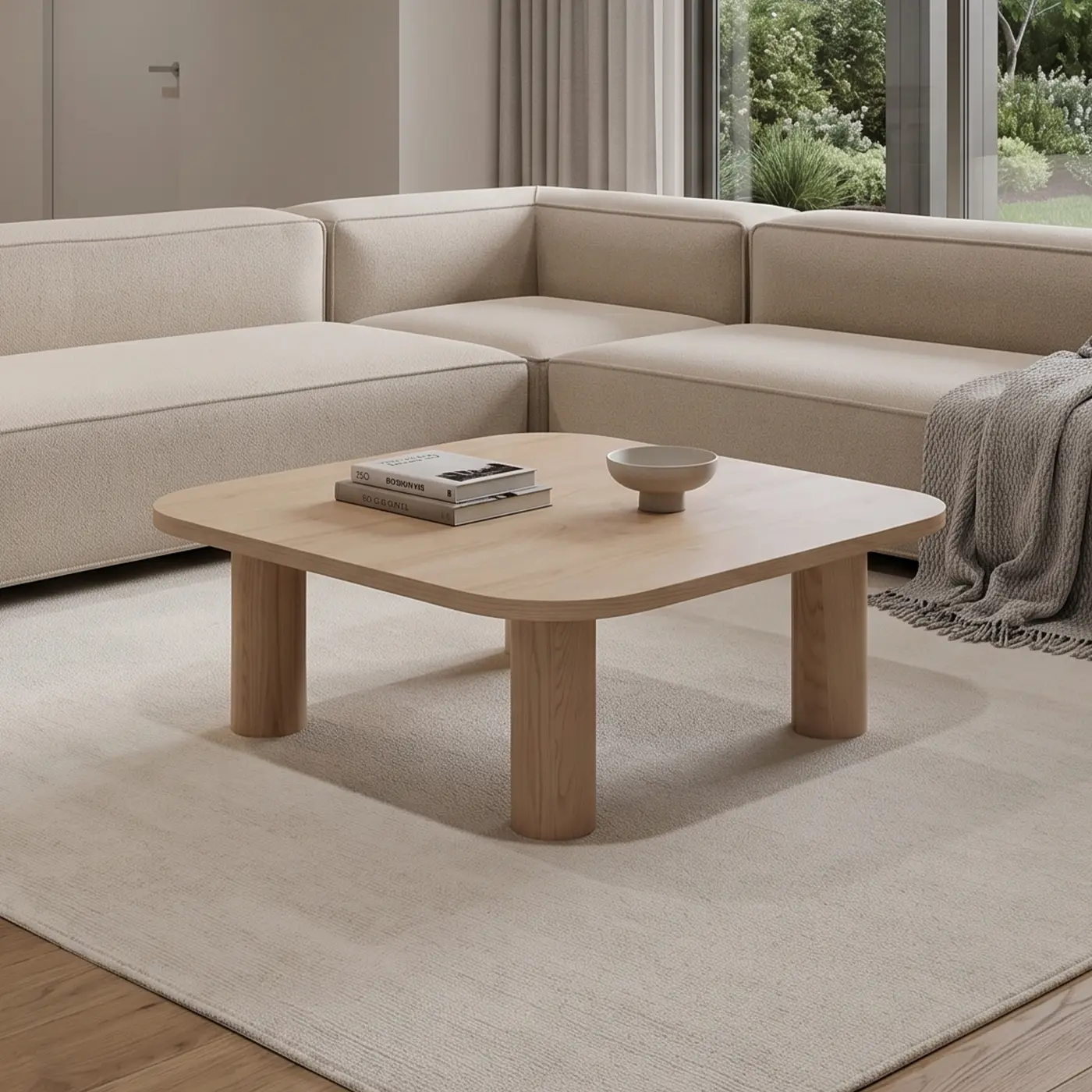 Large Square Timber Coffee Table