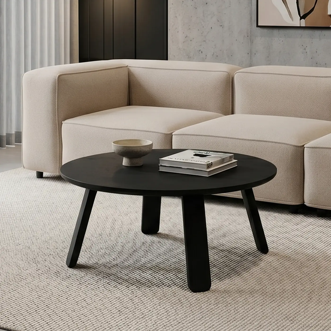 Mateo Black Round Coffee Table