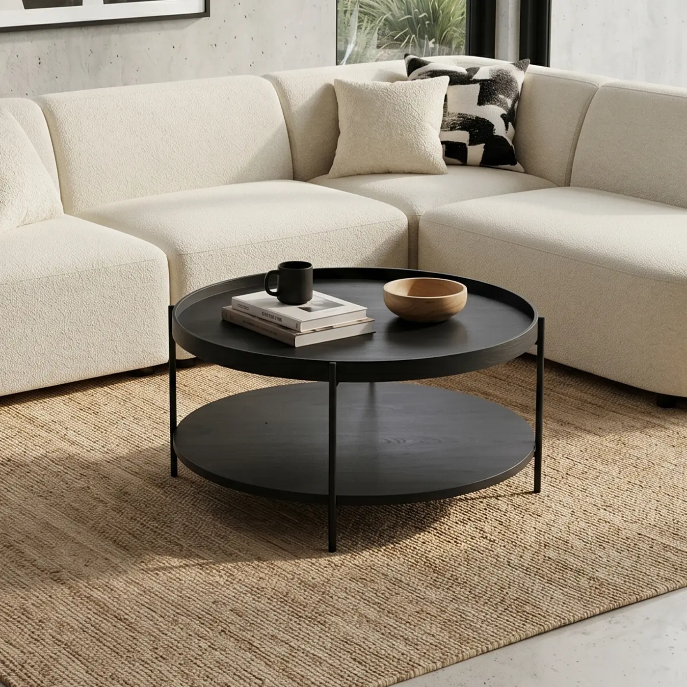 Layer Black Stained Wooden Coffee Table