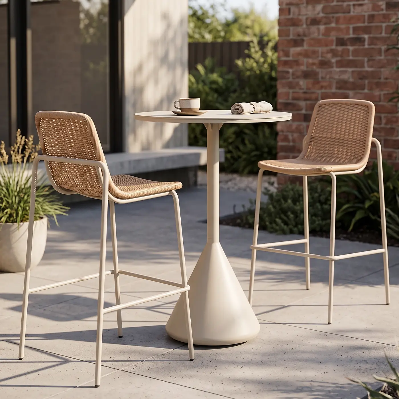 Latte Natural Rattan Outdoor Bar Stool