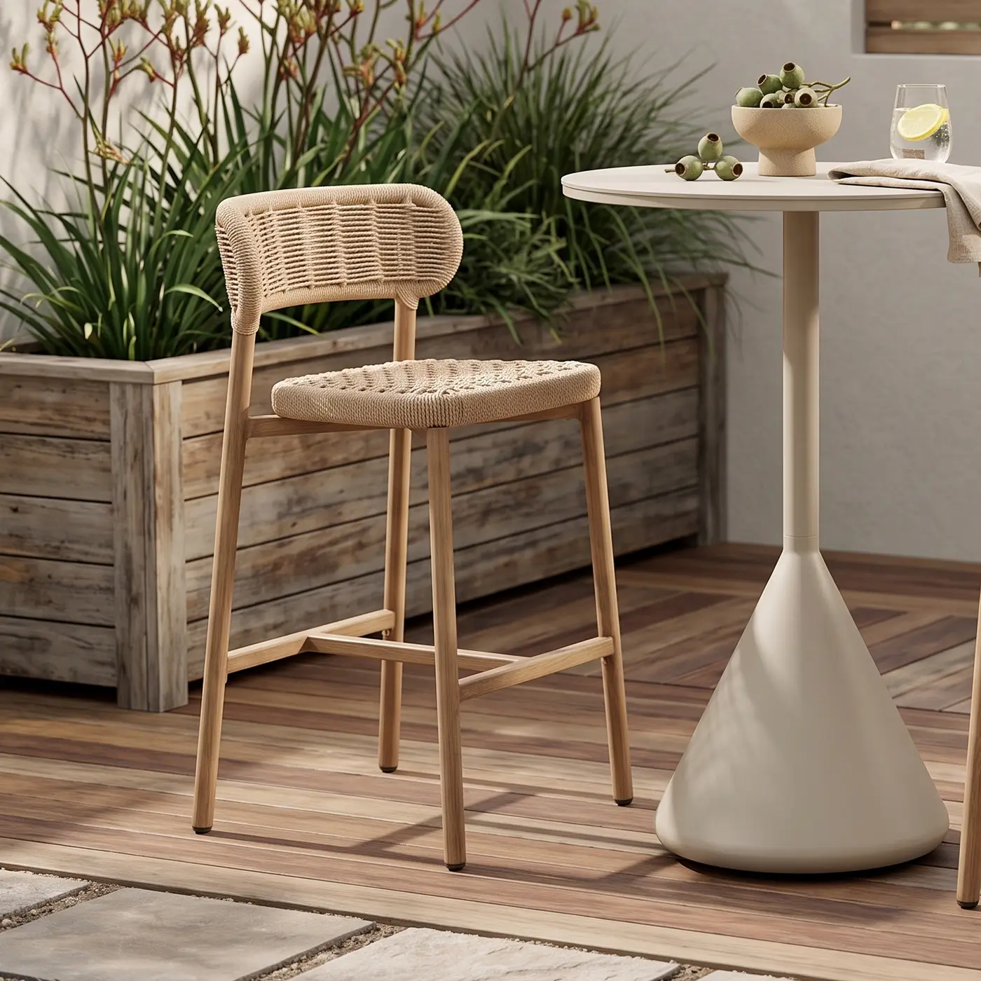 Maya Outdoor Rope Bar Stool