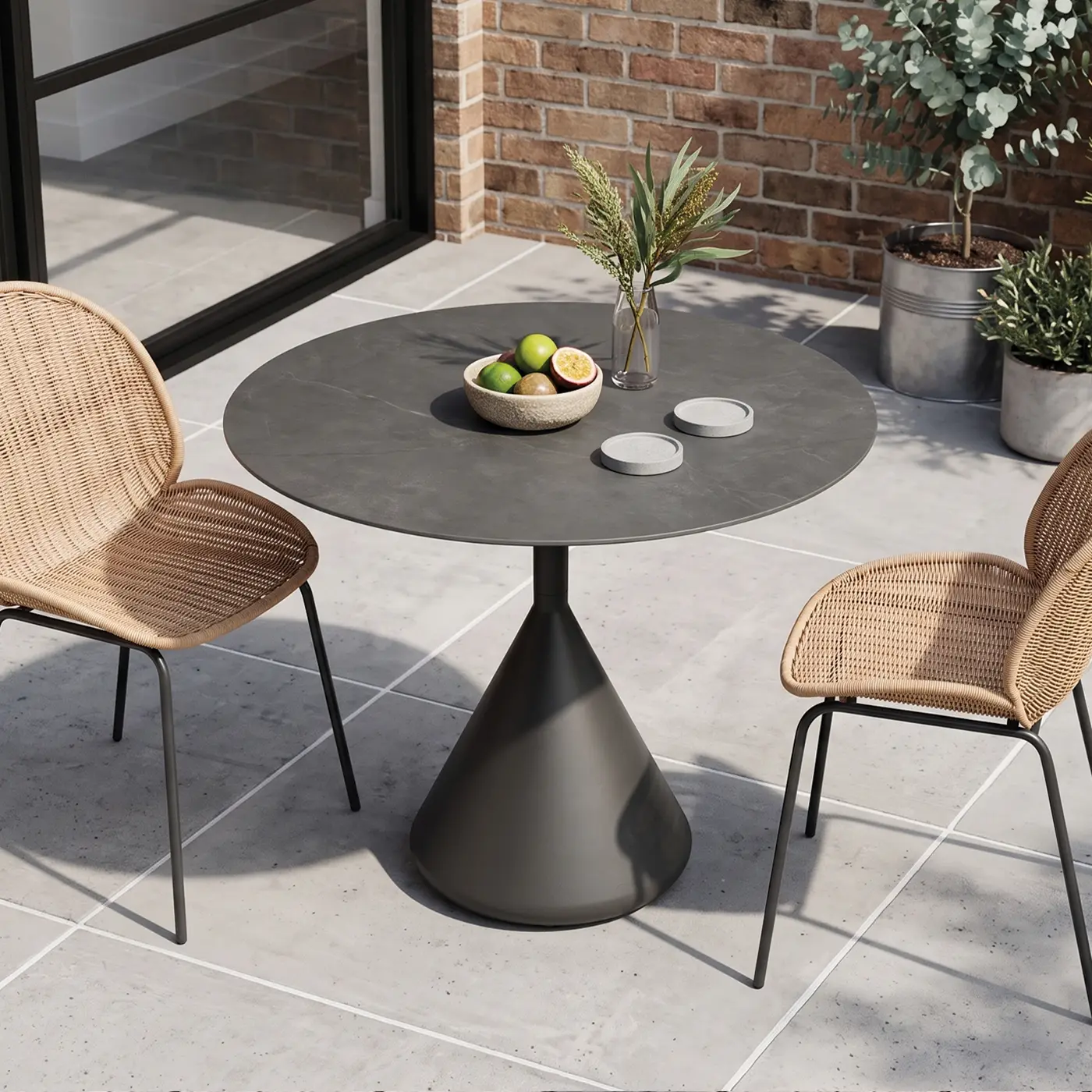 Ceramic Round Outdoor Charcoal Dining Table