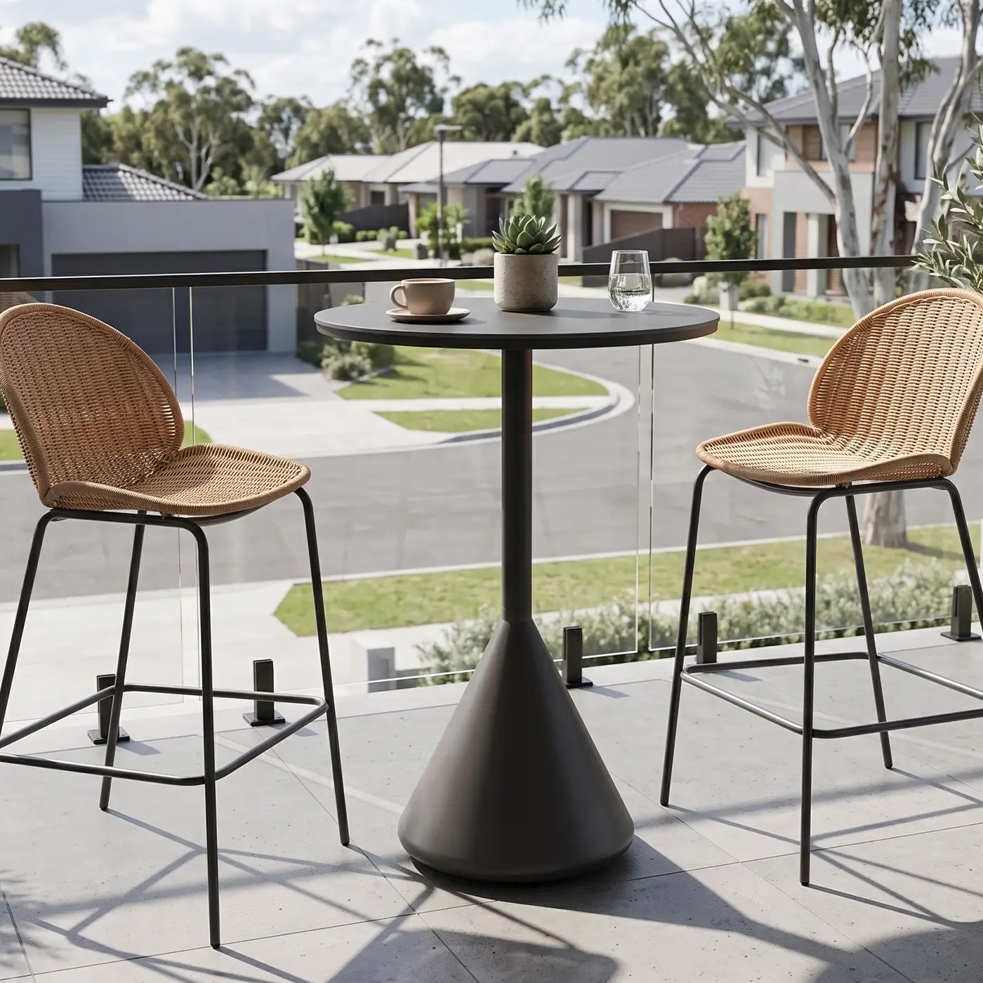 Ceramic Outdoor Balcony High Table with Bar Stools