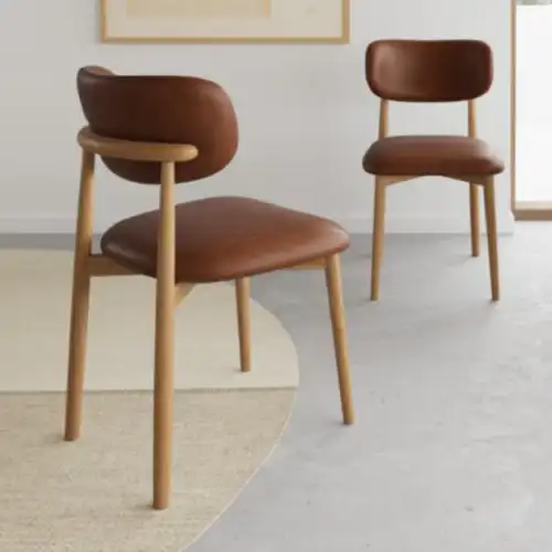 Oskar Dining Chair - Oak Legs - Brandy PU