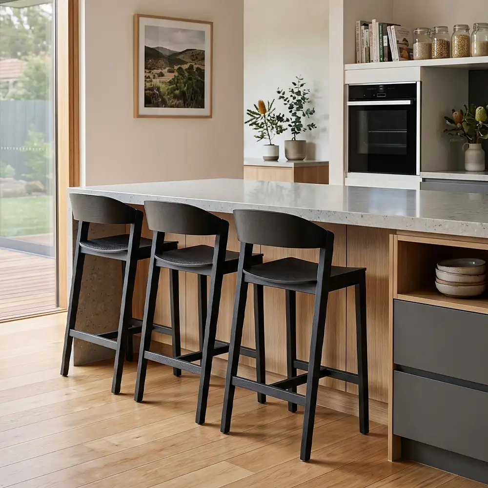 Grayson Black Bar Stool in a Kitchen