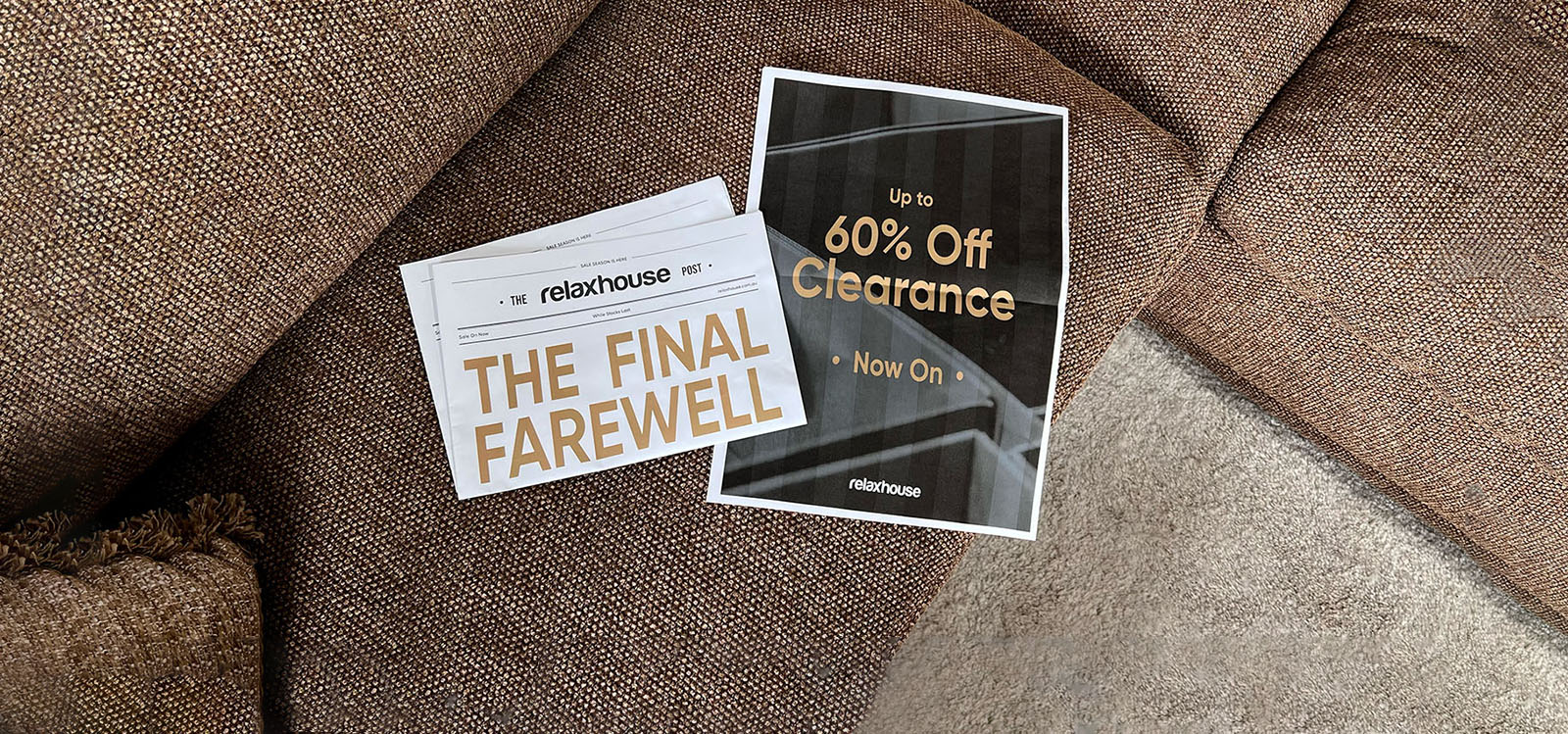 up to 60% off Clearance | Final Farewell | Newspapers on a couch