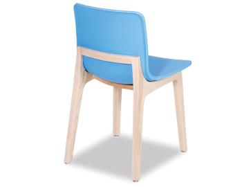 Ara Wooden Dining Chair Natural Frame Blue Seat