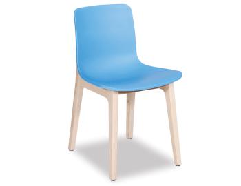 Ara Wooden Dining Chair Natural Frame Blue Seat