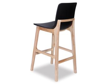Ara Wooden Bar Stool Natural Frame Black Seat 