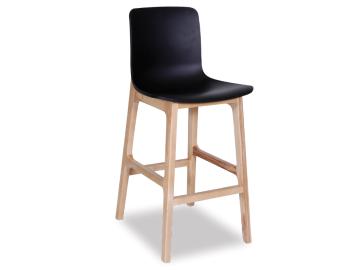 Ara Wooden Bar Stool Natural Frame Black Seat 
