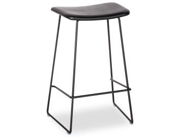 Winnie Bar Stool - Black Leather - Black Frame