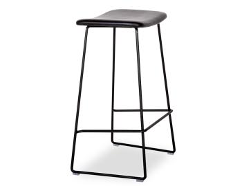 Winnie Bar Stool - Black Leather - Black Frame