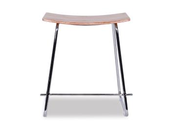 Hudson Modern Low Stool Chrome Frame Natural Oak Seat