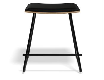 Hudson Low Stool Black Frame Black Upholstered Seat