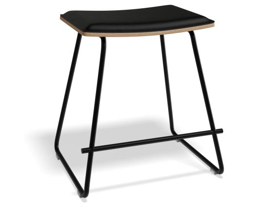 Hudson Low Stool Black Frame Black Upholstered Seat