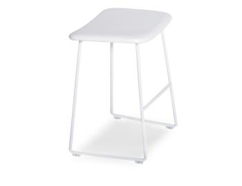 Winnie Low Stool - White Leather -  White Frame
