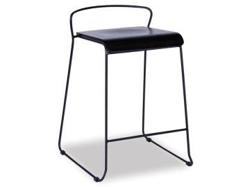 Krafter Black Wooden Bar Stool Matt Black Frame
