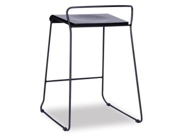 Krafter Black Wooden Bar Stool Matt Black Frame