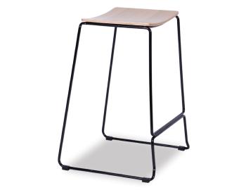 Ardent Wooden Bar Stool Black Steel Frame 