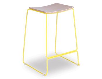 Ardent Wooden Bar Stool Yellow Steel Frame