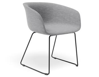 Lonsdale Armchair - Sled Frame - Light Grey Linen Fabric