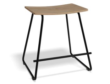 Hudson Low Stool Black Frame Oak Seat